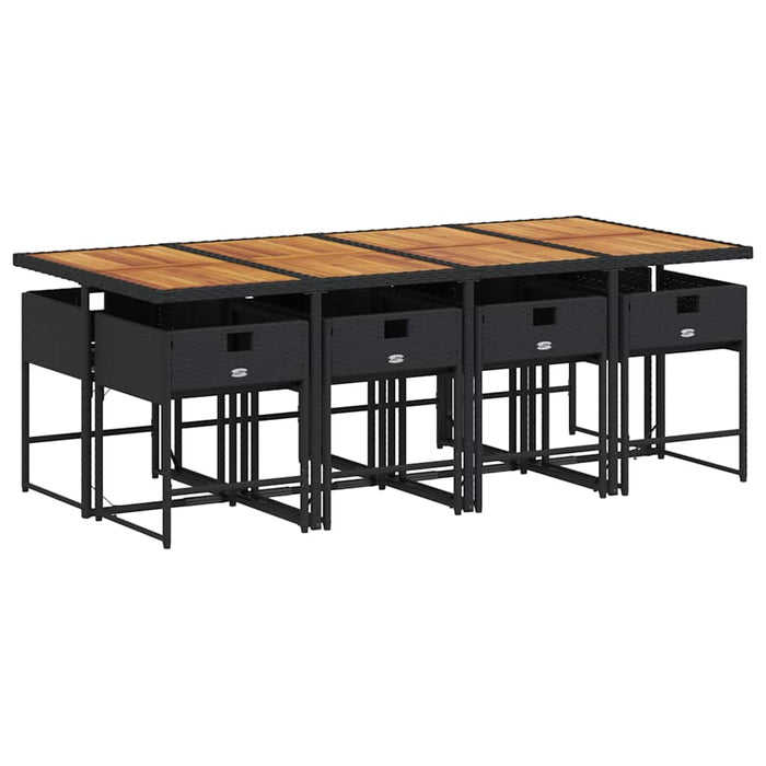Set mobilier de grădină cu perne, 9 piese, negru, poliratan - WALTI WALTI