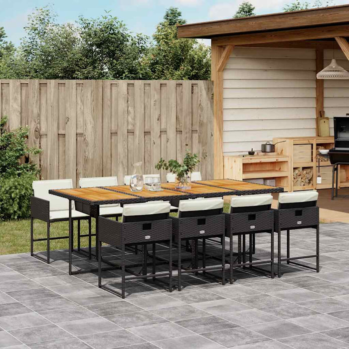 Set mobilier de grădină cu perne, 9 piese, negru, poliratan - WALTI WALTI