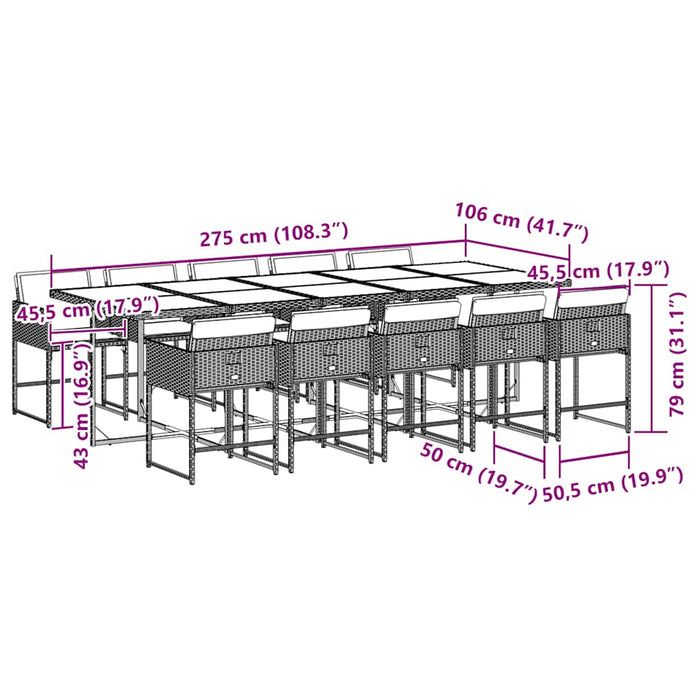 Set mobilier de grădină cu perne, 11 piese, gri, poliratan - WALTI WALTI