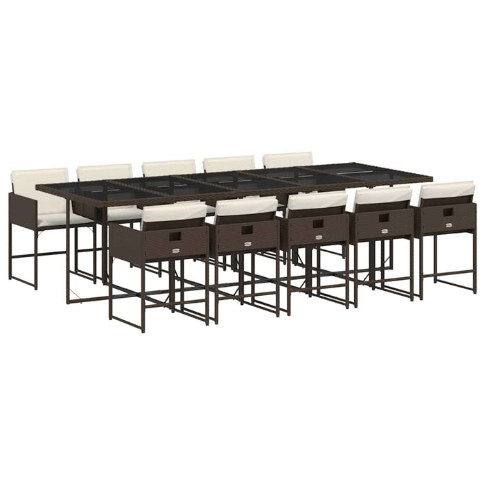 Set mobilier de grădină cu perne, 11 piese, maro, poliratan WALTI