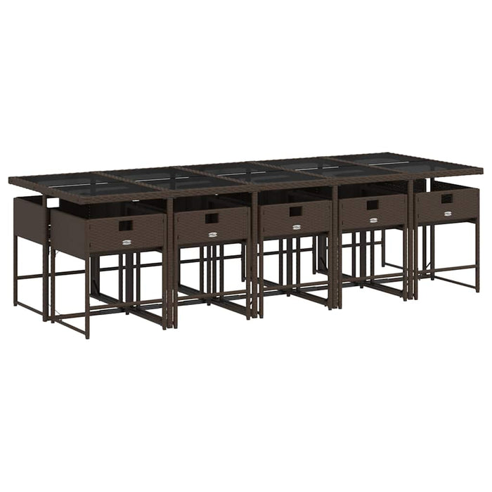 Set mobilier de grădină cu perne, 11 piese, maro, poliratan WALTI
