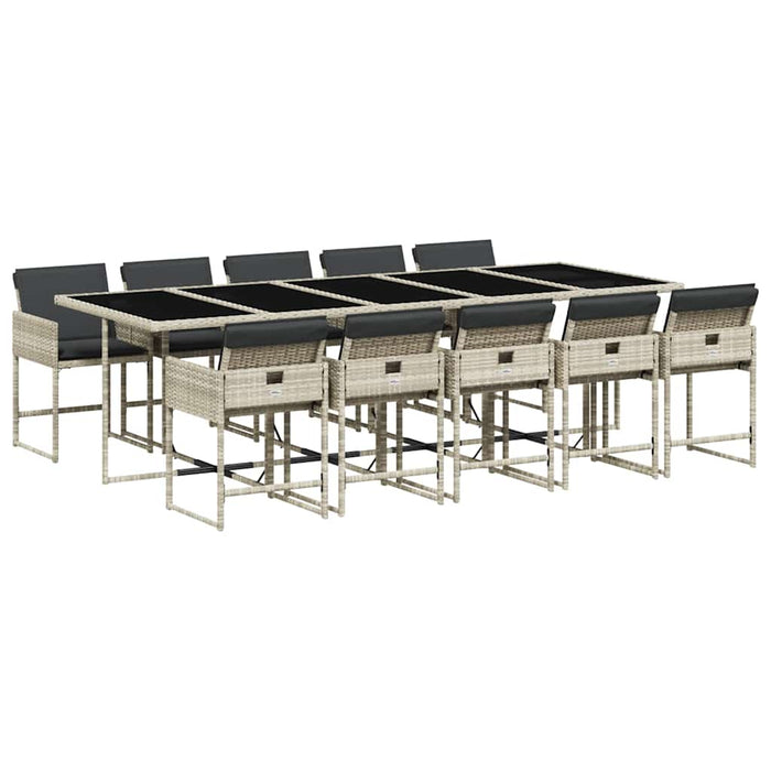 Set mobilier de grădină cu perne 11 piese gri deschis poliratan - WALTI WALTI