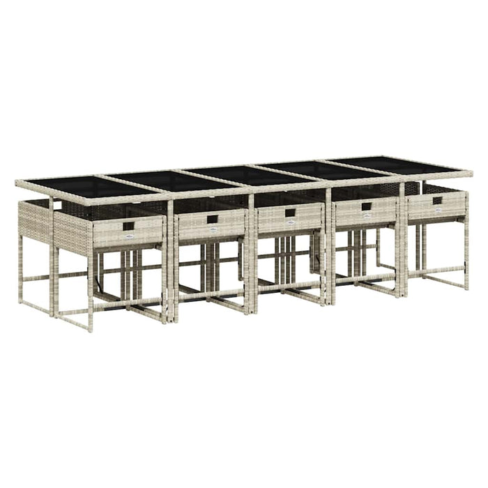 Set mobilier de grădină cu perne 11 piese gri deschis poliratan - WALTI WALTI