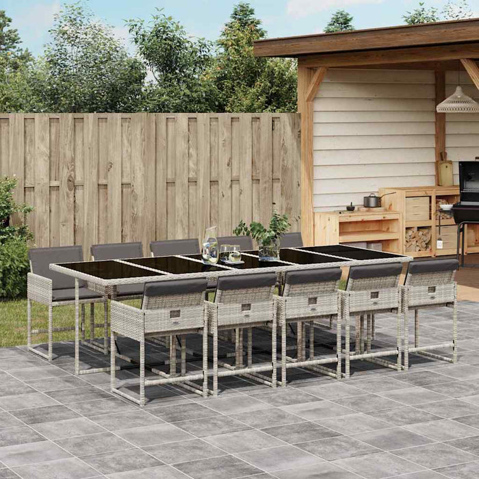 Set mobilier de grădină cu perne 11 piese gri deschis poliratan - WALTI WALTI