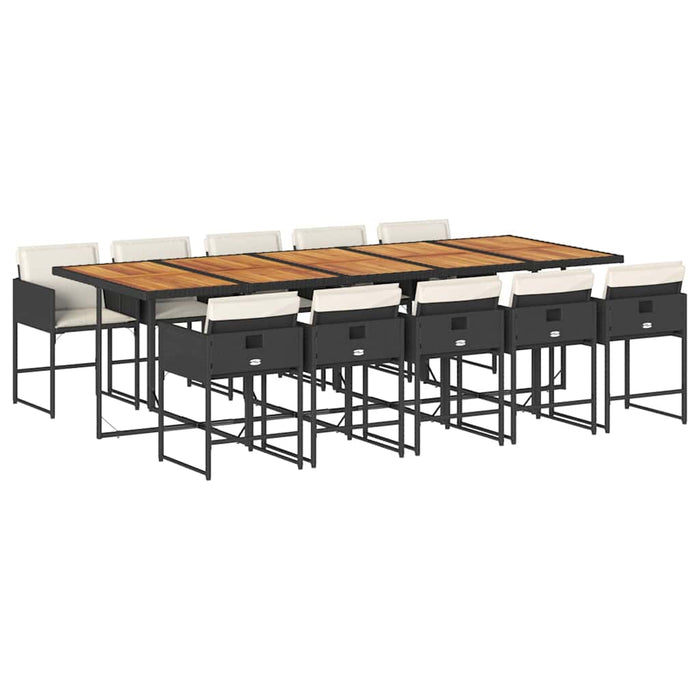 Set mobilier de exterior cu perne, 11 piese, negru, poliratan - WALTI WALTI