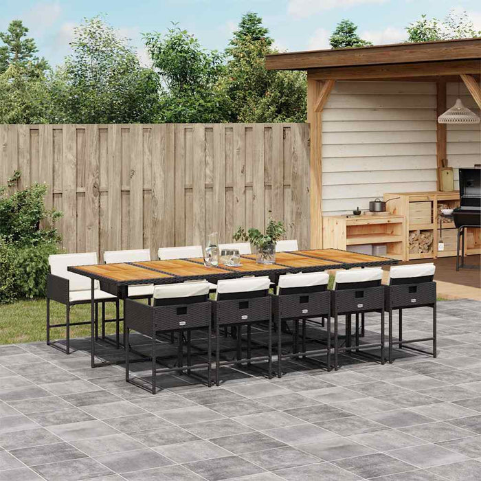 Set mobilier de exterior cu perne, 11 piese, negru, poliratan - WALTI WALTI