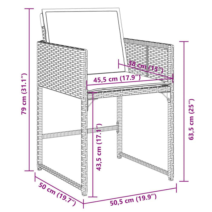 Set mobilier de grădină cu perne, 13 piese, negru, poliratan WALTI