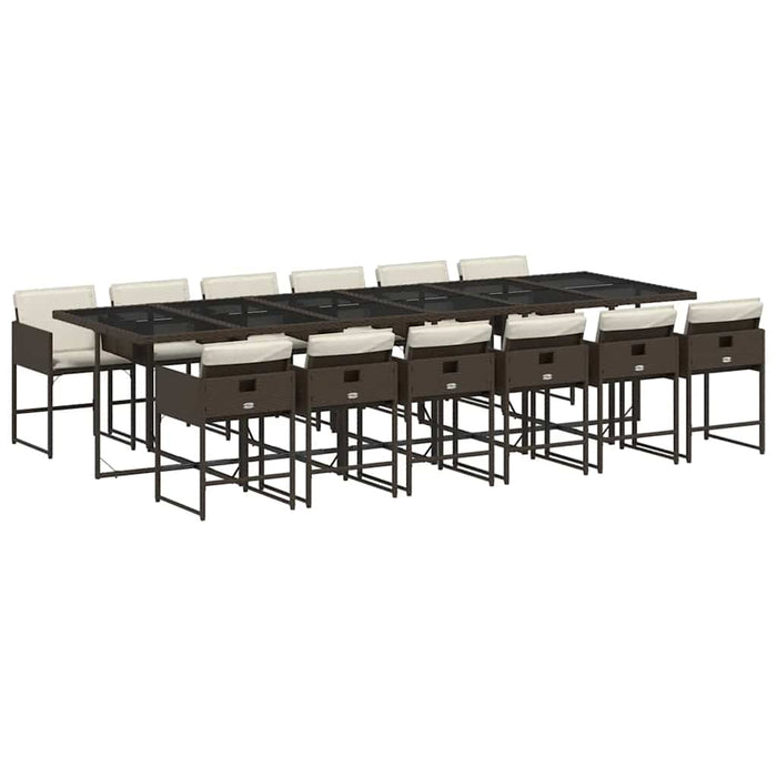 Set mobilier de grădină, 13 piese, maro, cu perne, poliratan - WALTI WALTI