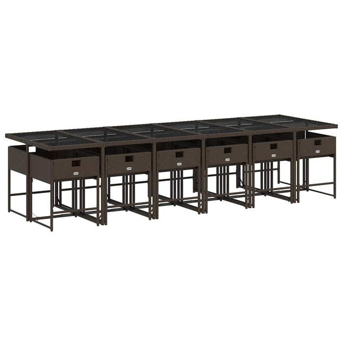 Set mobilier de grădină, 13 piese, maro, cu perne, poliratan - WALTI WALTI