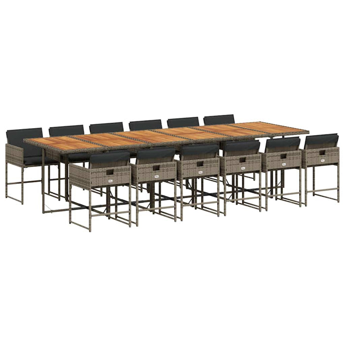 Set mobilier de grădină cu perne, 13 piese, gri, poliratan - WALTI WALTI