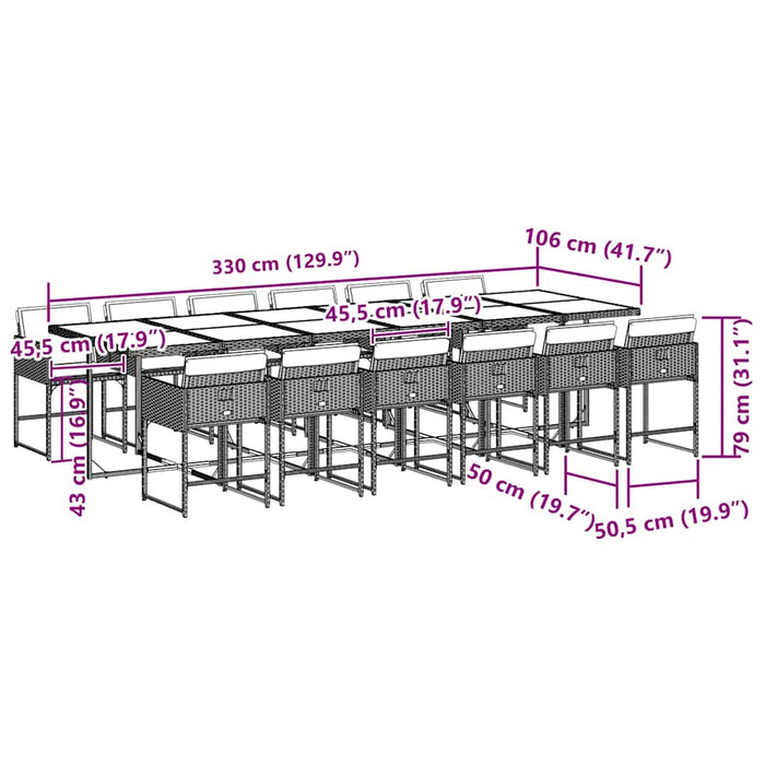 Set mobilier de grădină cu perne, 13 piese, negru, poliratan - WALTI WALTI