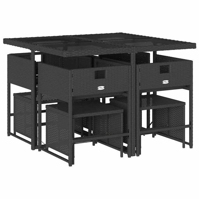Set mobilier de grădină cu perne, 9 piese, negru, poliratan - WALTI WALTI