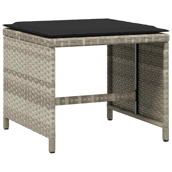 Set mobilier grădină cu perne, 9 piese, gri deschis, poliratan WALTI