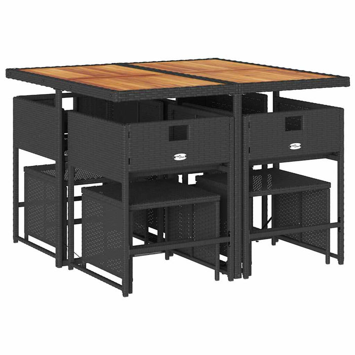 Set mobilier de grădină cu perne, 9 piese, negru, poliratan - WALTI WALTI