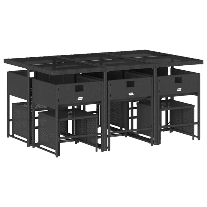 Set mobilier de exterior cu perne, 11 piese, negru, poliratan - WALTI WALTI
