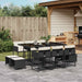 Set mobilier de exterior cu perne, 11 piese, negru, poliratan - WALTI WALTI