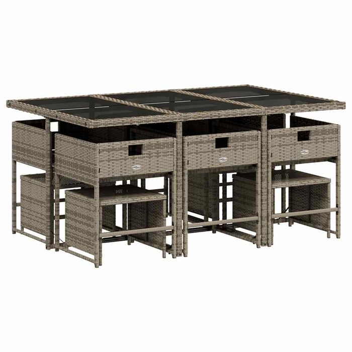Set mobilier de grădină cu perne, 11 piese, gri, poliratan WALTI