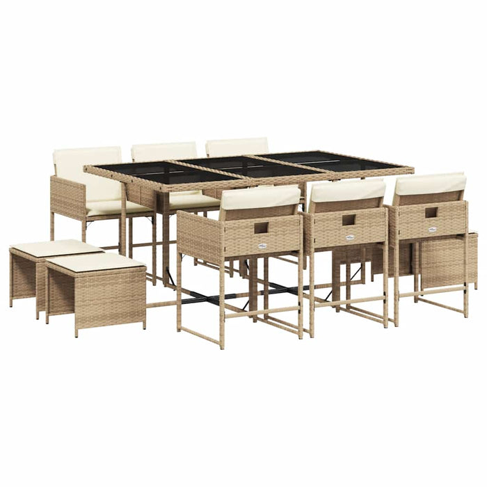 Set mobilier de grădină cu perne, 11 piese, bej, poliratan - WALTI WALTI