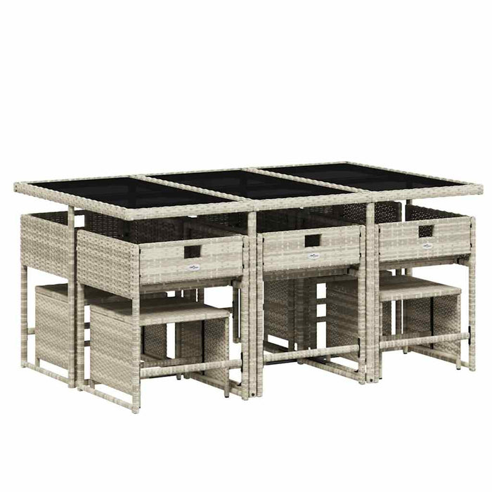 Set mobilier de grădină cu perne 11 piese gri deschis poliratan - WALTI WALTI
