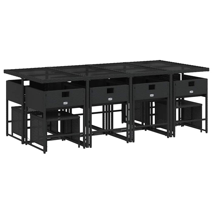 Set mobilier de grădină cu perne, 13 piese, negru, poliratan - WALTI WALTI