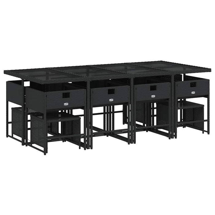 Set mobilier de grădină cu perne, 13 piese, negru, poliratan - WALTI WALTI
