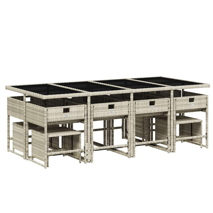 Set mobilier de grădină cu perne 13 piese gri deschis poliratan - WALTI WALTI