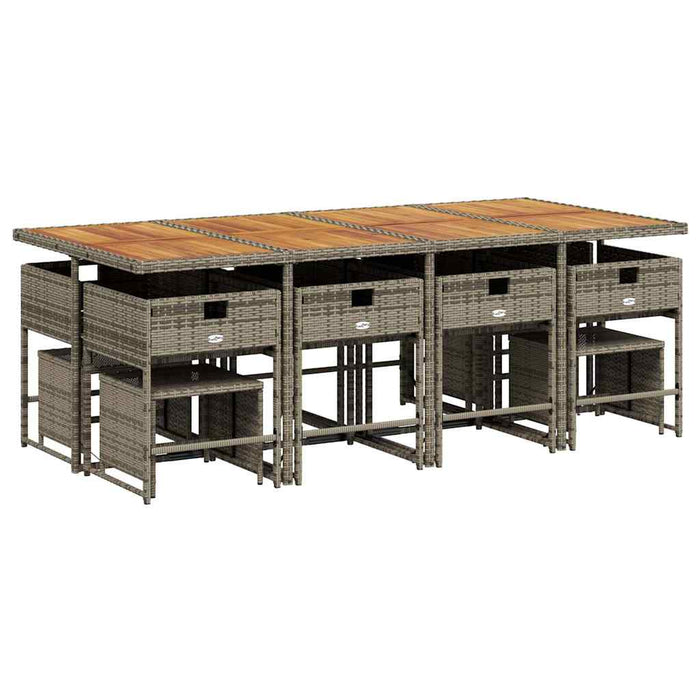Set mobilier de grădină cu perne, 13 piese, gri, poliratan WALTI
