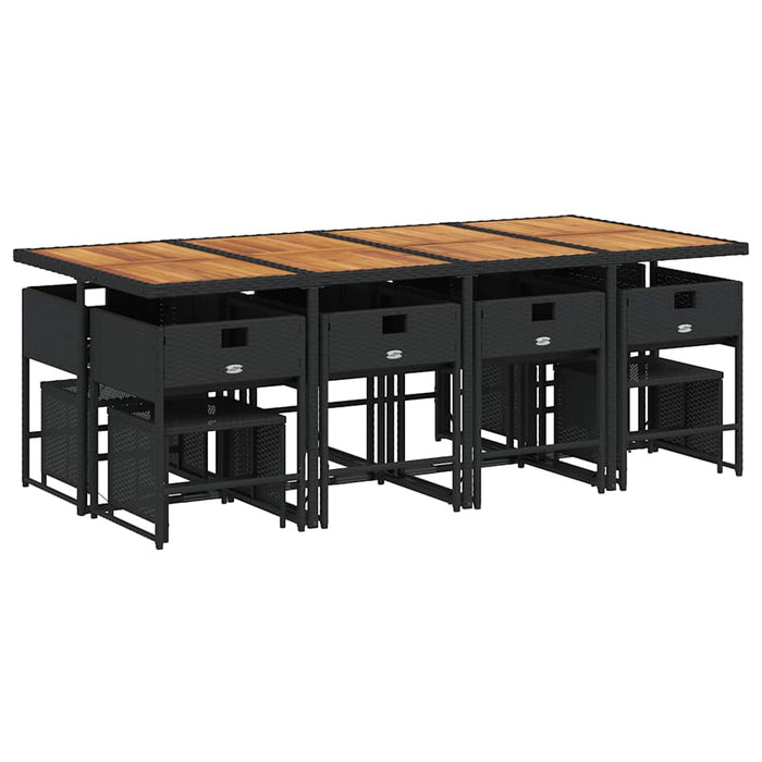 Set mobilier de grădină cu perne, 13 piese, negru, poliratan - WALTI WALTI