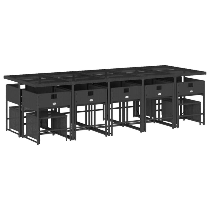 Set mobilier de grădină cu perne, 15 piese, negru, poliratan - WALTI WALTI