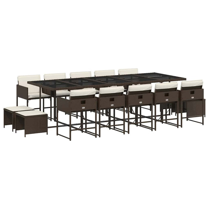 Set mobilier de grădină cu perne, 15 piese, maro, poliratan - WALTI WALTI