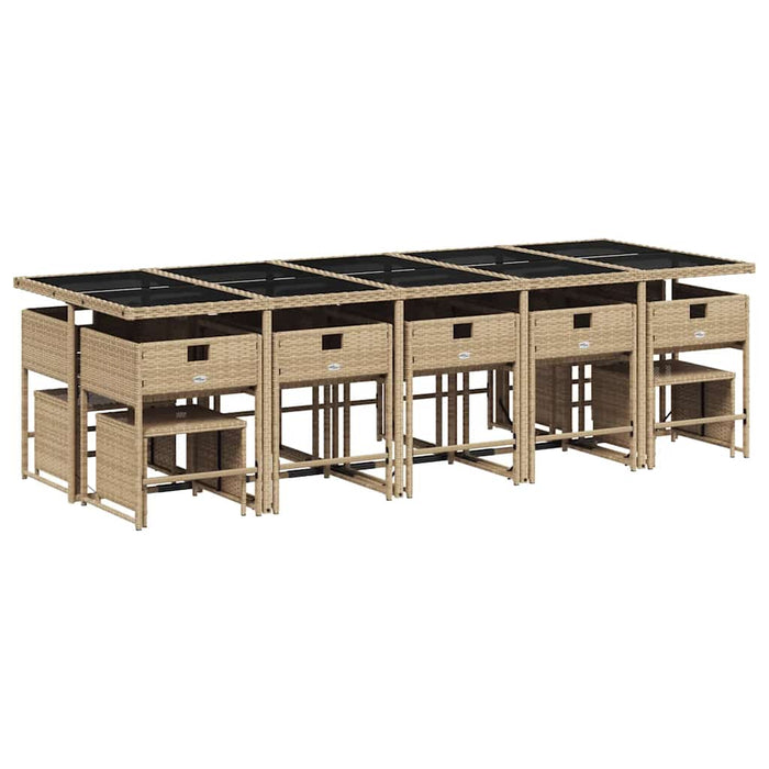 Set mobilier de grădină cu perne, 15 piese, bej, poliratan WALTI