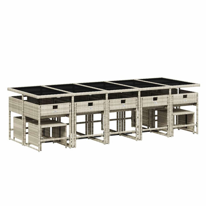 Set mobilier de grădină cu perne 15 piese gri deschis poliratan - WALTI WALTI