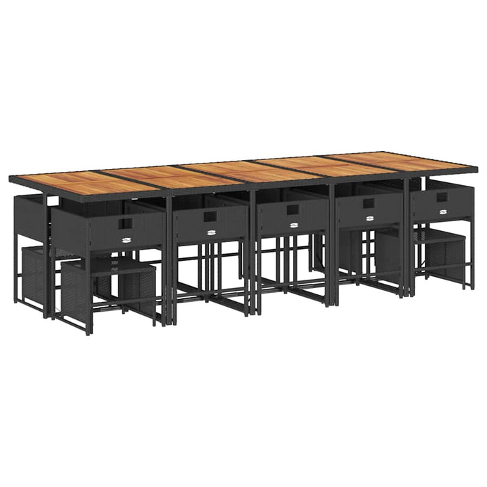 Set mobilier de grădină cu perne, 15 piese, negru, poliratan - WALTI WALTI