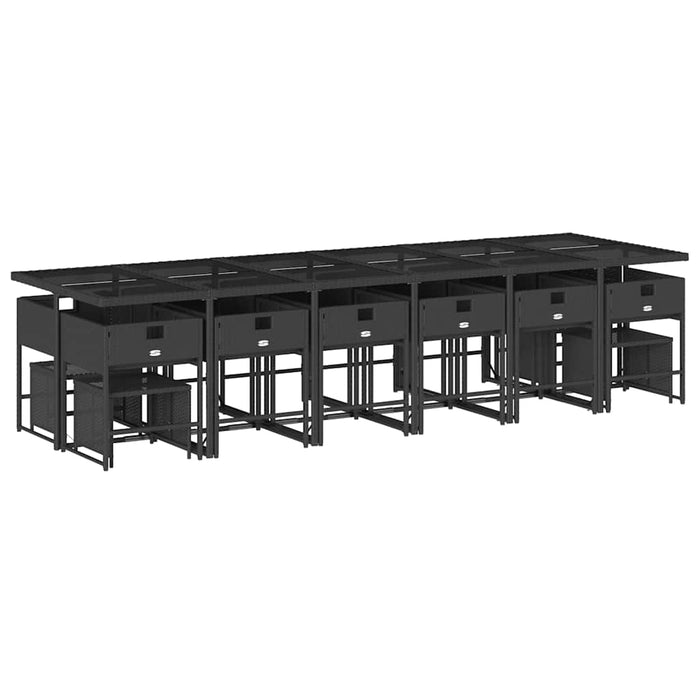 Set mobilier de grădină cu perne, 17 piese, negru, poliratan WALTI