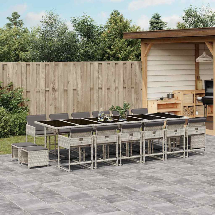 Set mobilier de grădină cu perne 17 piese gri deschis poliratan - WALTI WALTI