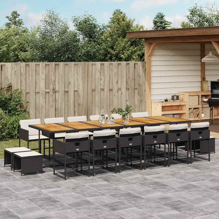 Set mobilier de grădină cu perne, 17 piese, negru, poliratan - WALTI WALTI