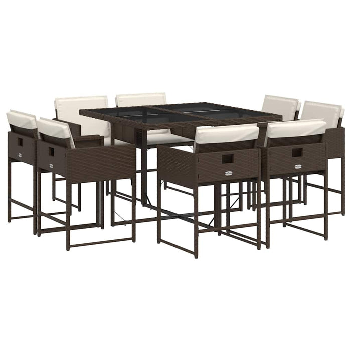 Set mobilier de grădină cu perne, 9 piese, maro, poliratan - WALTI WALTI