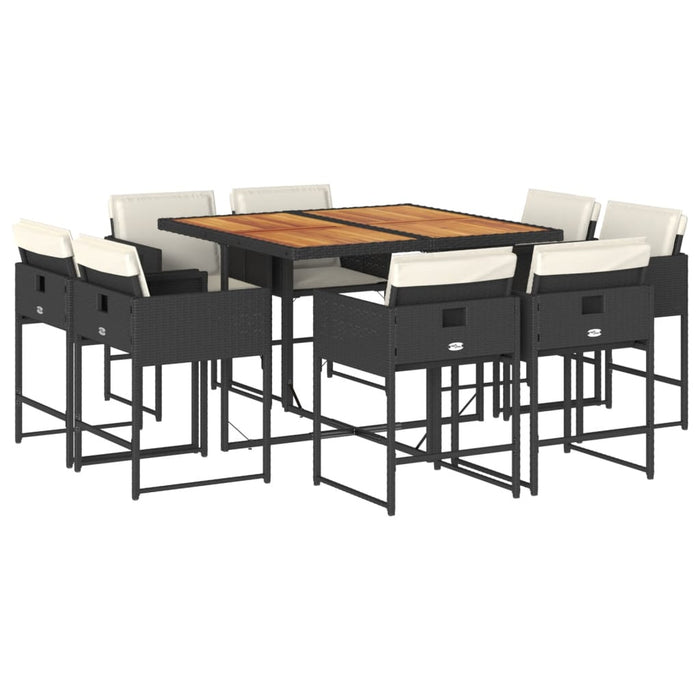 Set mobilier de grădină cu perne, 9 piese, negru, poliratan - WALTI WALTI
