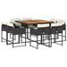 Set mobilier de grădină cu perne, 9 piese, negru, poliratan - WALTI WALTI
