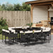 Set mobilier de exterior cu perne, 11 piese, negru, poliratan - WALTI WALTI