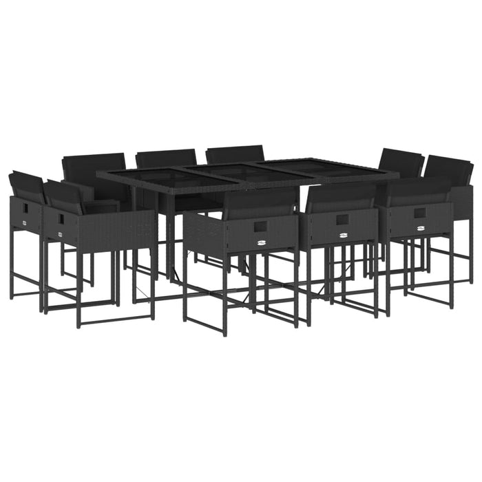 Set mobilier de exterior cu perne, 11 piese, negru, poliratan - WALTI WALTI