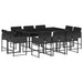 Set mobilier de exterior cu perne, 11 piese, negru, poliratan - WALTI WALTI