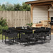 Set mobilier de exterior cu perne, 11 piese, negru, poliratan - WALTI WALTI