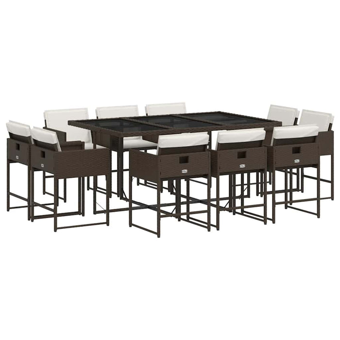Set mobilier de grădină cu perne, 11 piese, maro, poliratan WALTI
