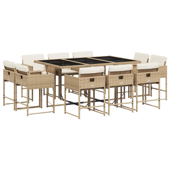 Set mobilier de grădină cu perne, 11 piese, bej, poliratan - WALTI WALTI