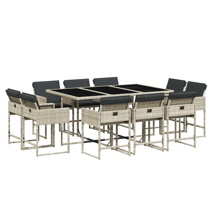 Set mobilier de grădină cu perne 11 piese gri deschis poliratan - WALTI WALTI
