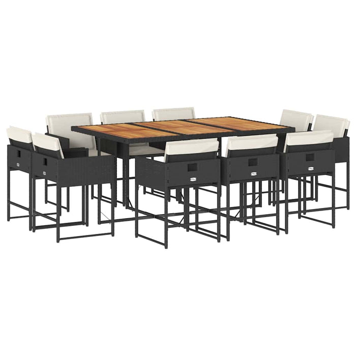 Set mobilier de exterior cu perne, 11 piese, negru, poliratan - WALTI WALTI