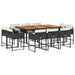 Set mobilier de exterior cu perne, 11 piese, negru, poliratan - WALTI WALTI