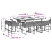 Set mobilier de exterior cu perne, 11 piese, negru, poliratan - WALTI WALTI
