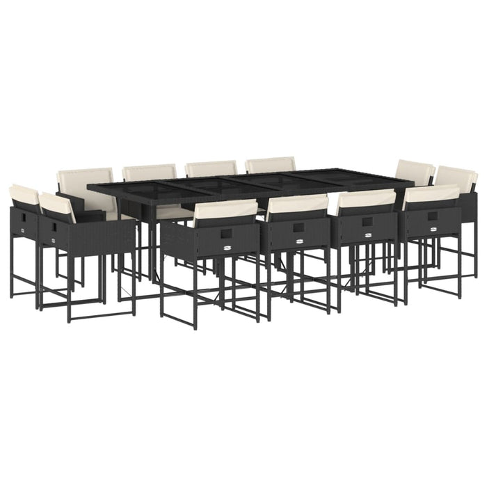 Set mobilier de grădină cu perne, 13 piese, negru, poliratan - WALTI WALTI